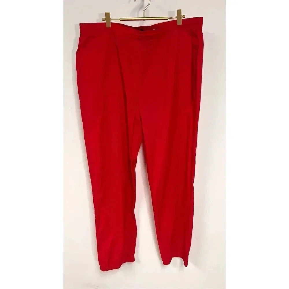 Vintage Mens Adventure Team Marlboro Nylon Drawstring Track Pants Red Size Large